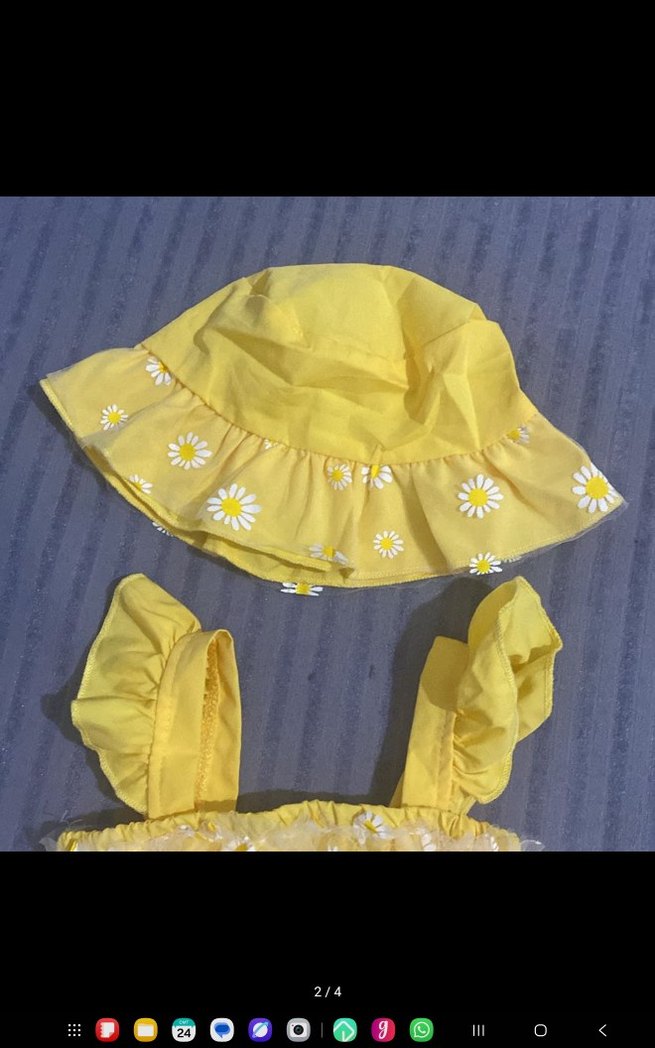 Sarı Nakışlı Fırfırlı Kız Elbisesi - Görsel 3