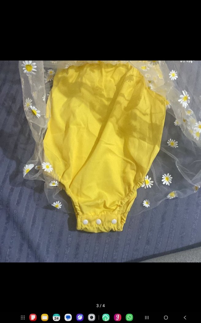 Sarı Nakışlı Fırfırlı Kız Elbisesi - Görsel 2