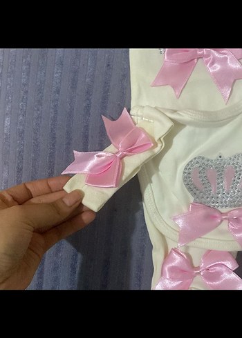 Fiyonklu Pembe Bebek Kız Takımı - Görsel 2