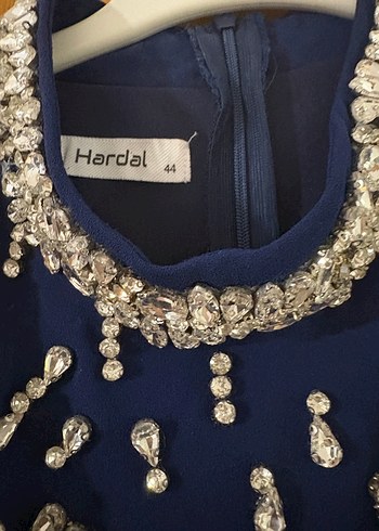 Uzun Kollu Lacivert Abiye + Şal - Görsel 5