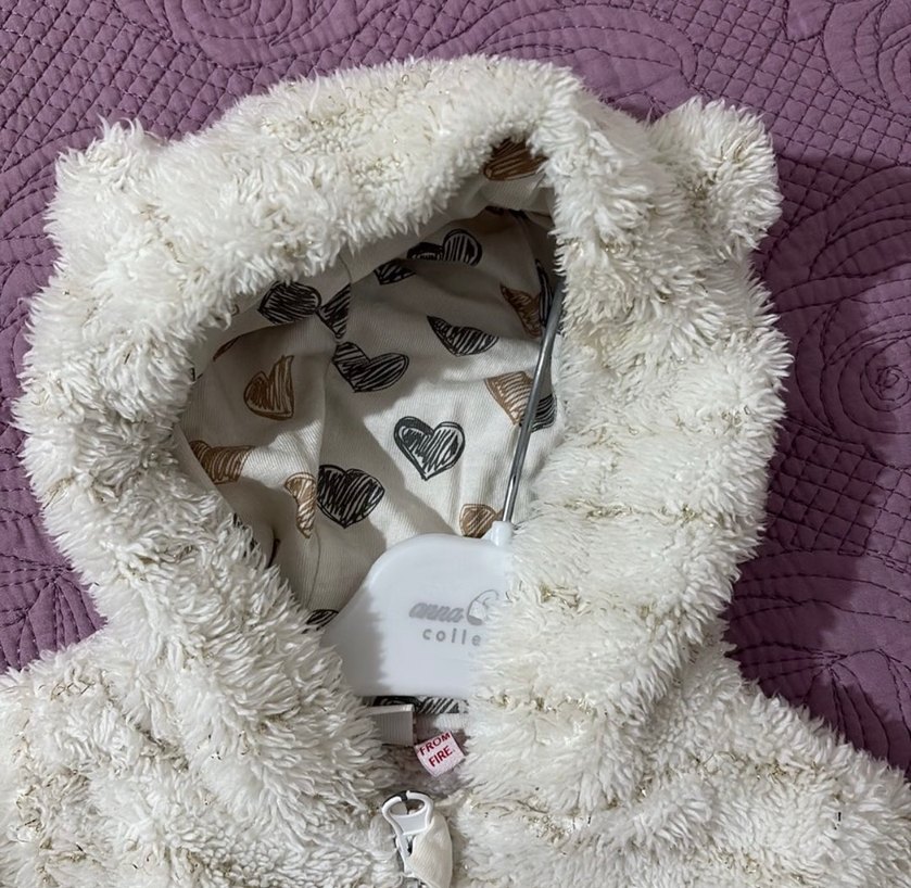 Bebek Kız Peluş Tulum Beyaz - Görsel 5