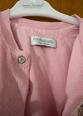 Kız Çocuk Pembe Düğmeli tüylü ceket - Görsel 4