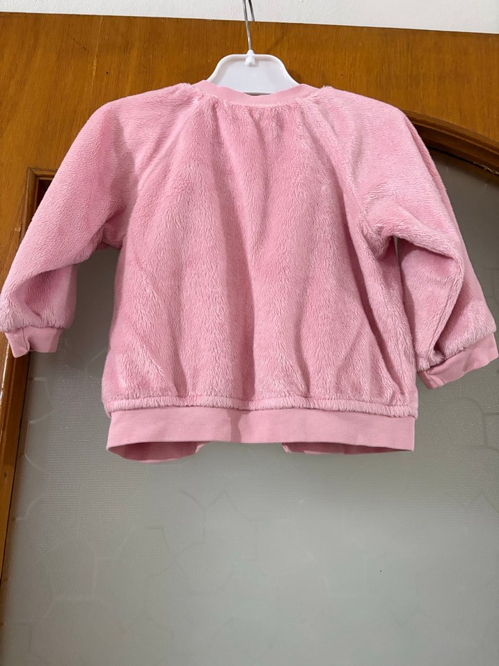 Kız Çocuk Pembe Düğmeli tüylü ceket - Görsel 2