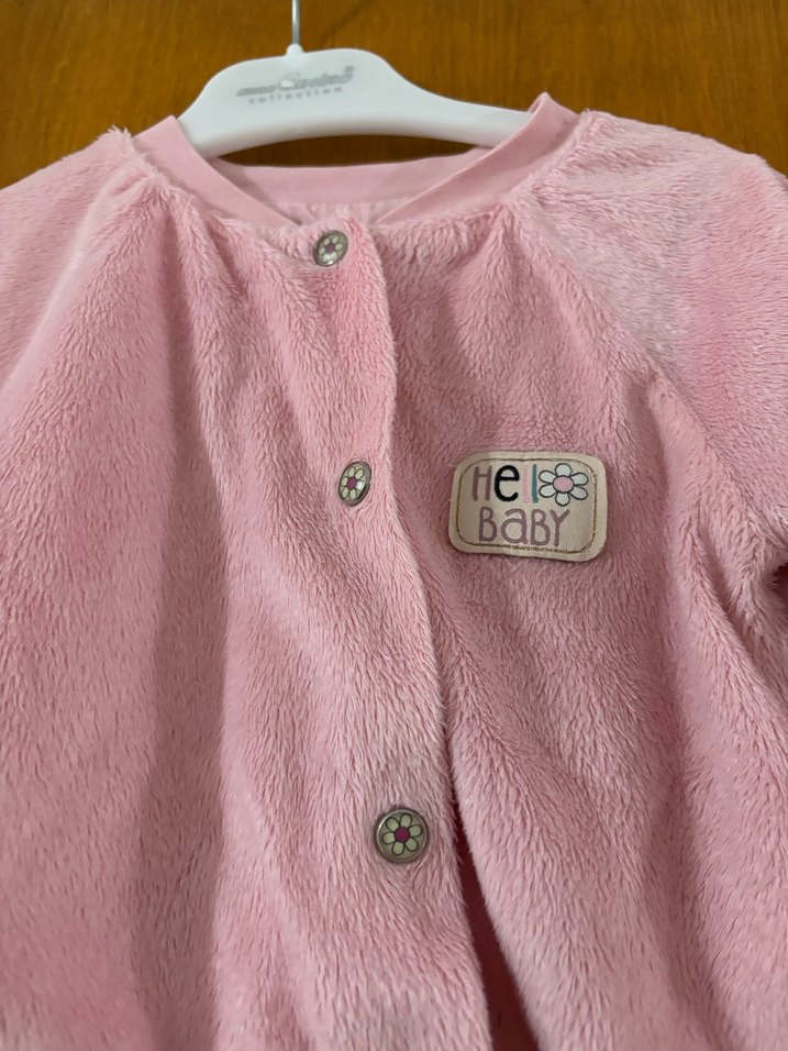 Kız Çocuk Pembe Düğmeli tüylü ceket - Görsel 3