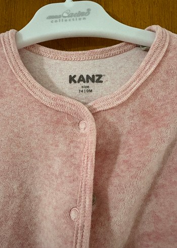 Düğmeli Pembe Kız Bebek kadife Hırka - Görsel 4