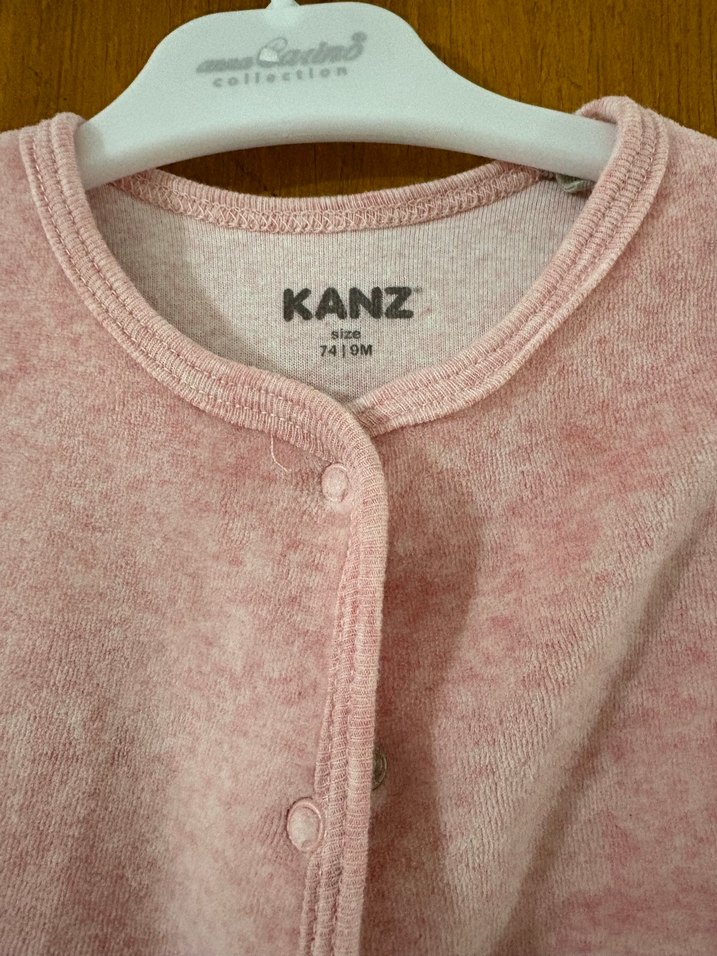 Düğmeli Pembe Kız Bebek kadife Hırka - Görsel 4