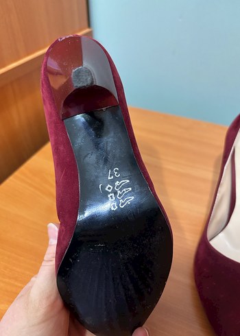 Bordo Süet Stiletto Kadın Ayakkabı - Görsel 3
