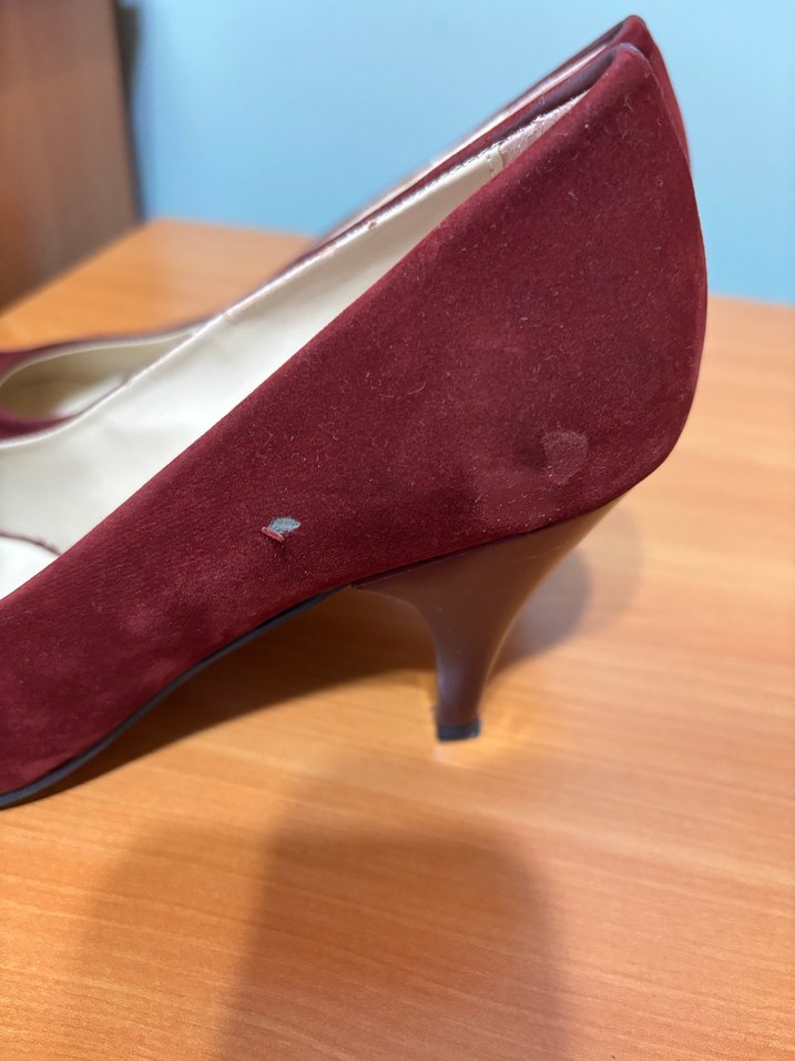 Bordo Süet Stiletto Kadın Ayakkabı - Görsel 4