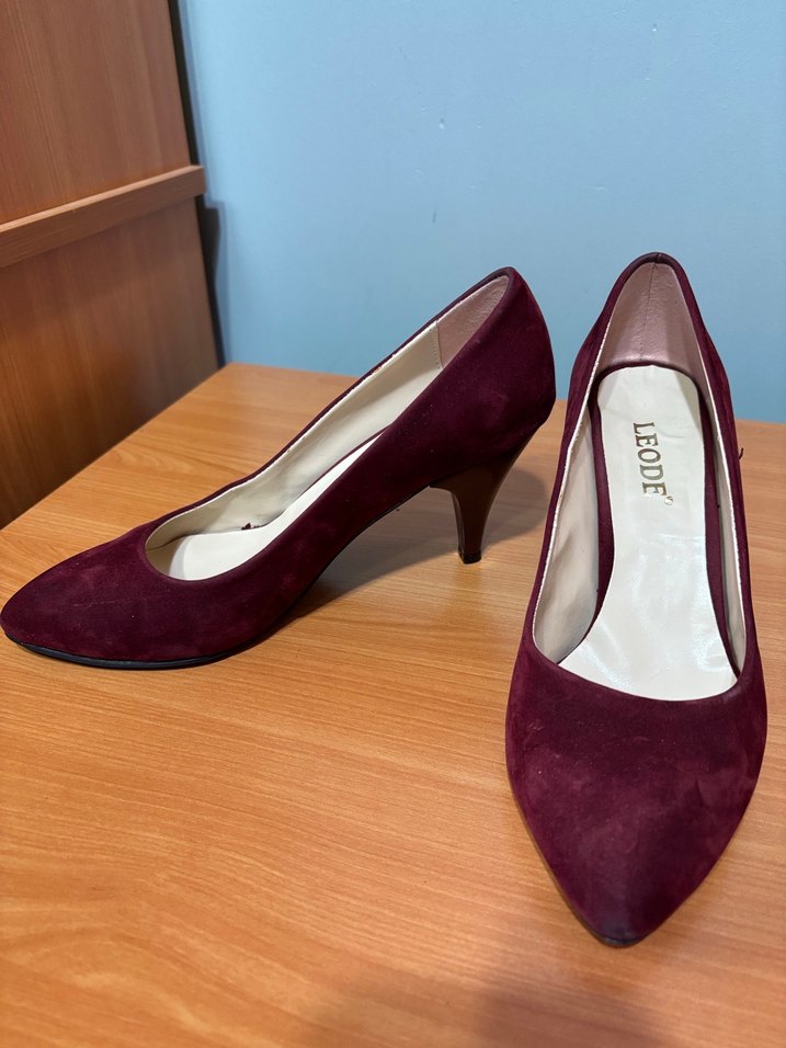Bordo Süet Stiletto Kadın Ayakkabı - Görsel 2