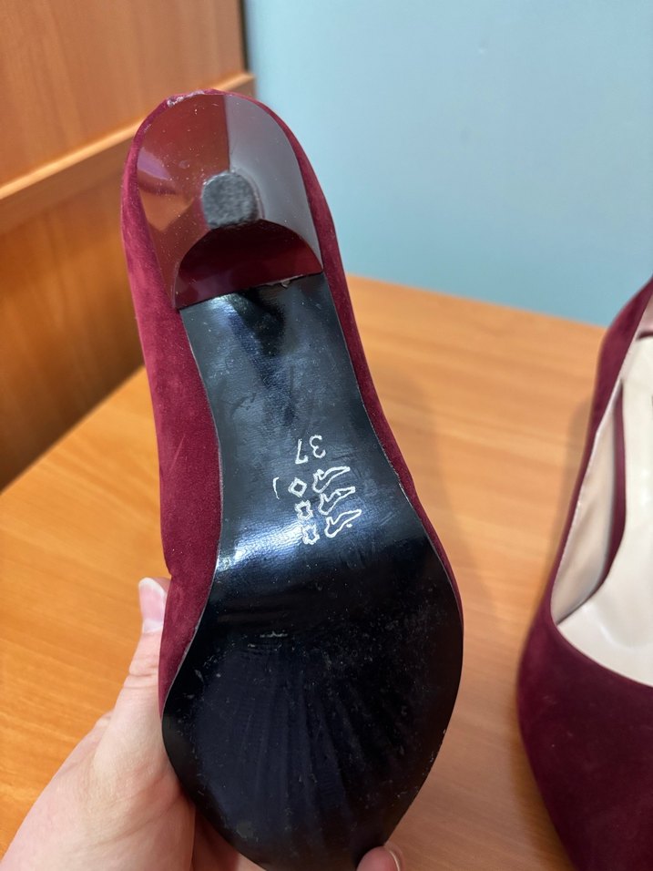 Bordo Süet Stiletto Kadın Ayakkabı - Görsel 3