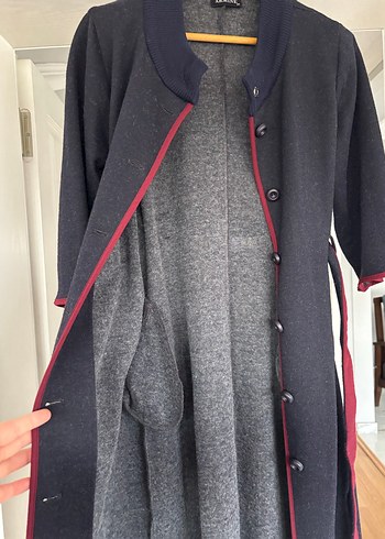 Düğmeli Uzun Gri Kadın Giy Çık - Görsel 5