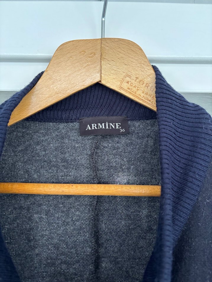 Düğmeli Uzun Gri Kadın Giy Çık - Görsel 2