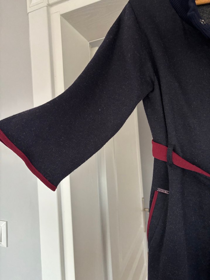 Düğmeli Uzun Gri Kadın Giy Çık - Görsel 3