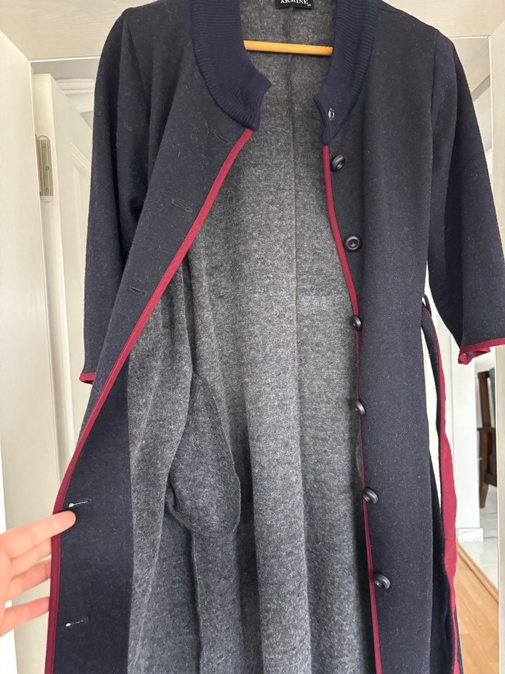 Düğmeli Uzun Gri Kadın Giy Çık - Görsel 5