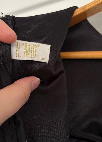 Desenli Uzun Siyah Kadın Abiye Elbise - Görsel 6