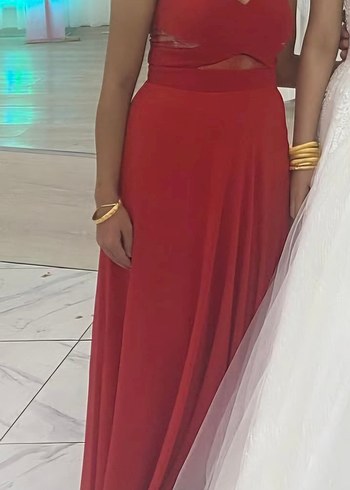 Kırmızı Uzun Abiye Elbise