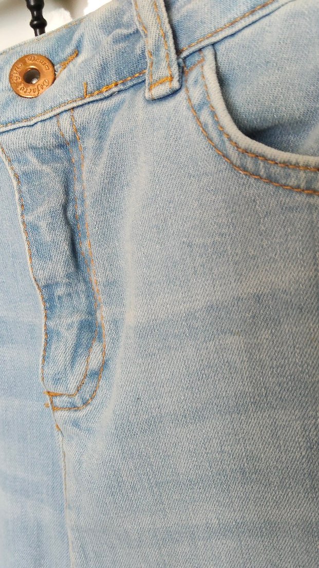 Gri Mavi Düğmeli Kadın Kot Şort - Görsel 2