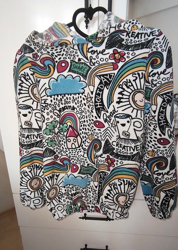 Renkli Desenli kadın/çocuk sweatshirti - Görsel 2