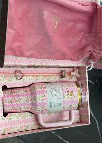 Çiçek Desenli Pastel Pembe Stanley Termos - Görsel 2