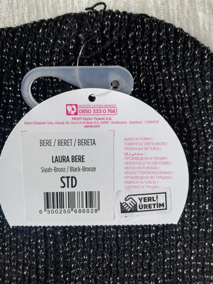 Penti siyah  simli Örgü Kadın Bere - Görsel 3