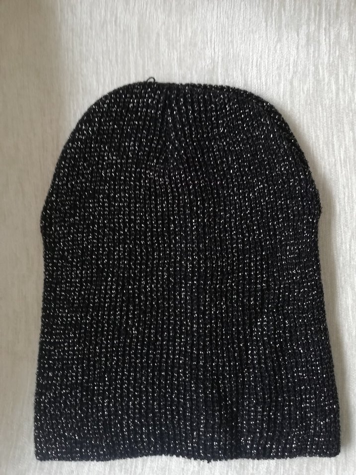 Penti siyah  simli Örgü Kadın Bere - Görsel 4