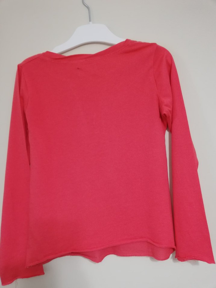 Mango Kız Çocuk Düğmeli Uzun Kollu V Yaka Pembe Tişört - Görsel 3