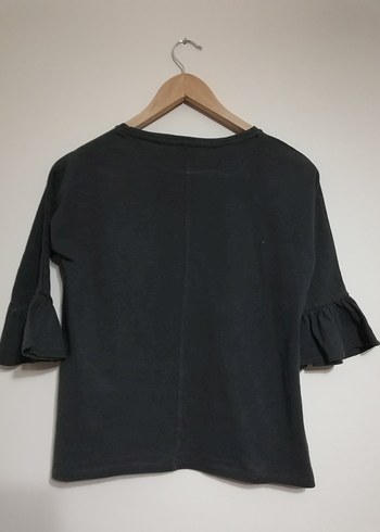 H&M Kız Çocuk Gri Uzun Kollu Baskılı Tişört - Görsel 2