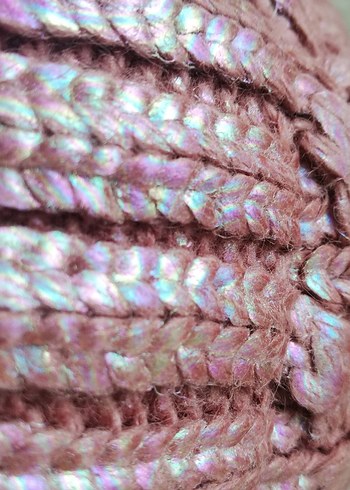 Pembe Örgü Kadın Bere Ponponlu - Görsel 3