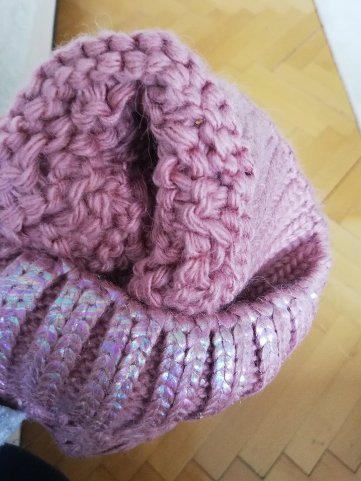 Pembe Örgü Kadın Bere Ponponlu - Görsel 4