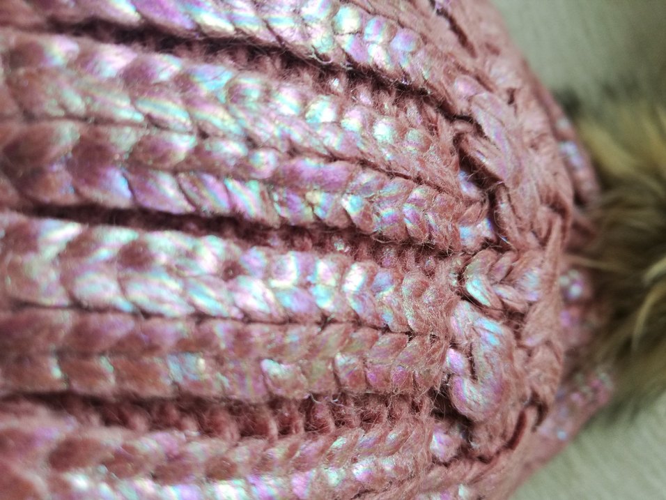 Pembe Örgü Kadın Bere Ponponlu - Görsel 3