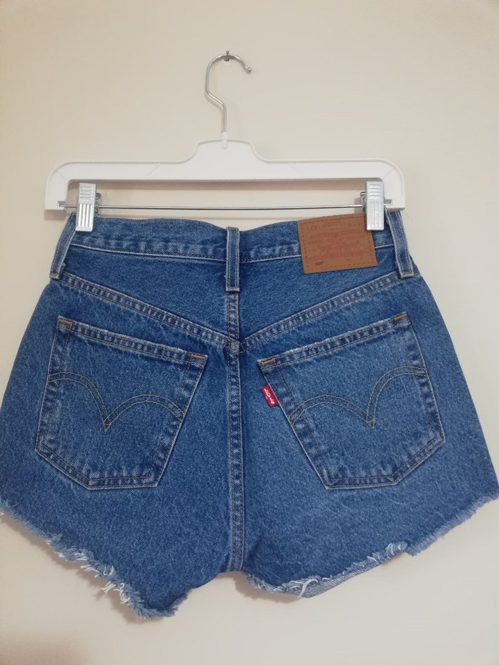 Levis 501 Koyu Mavi Kadın Mini Denim Şort - Görsel 2