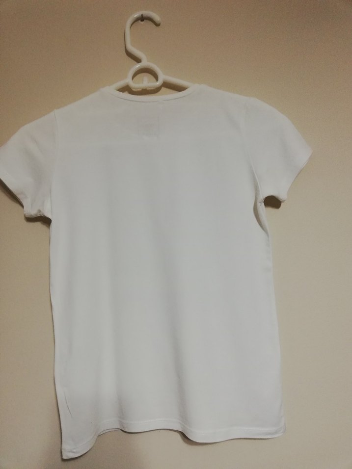 Beyaz Kız Çocuk Baskılı Kısa Kollu Tişört - Görsel 2