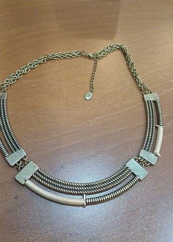 Bohem Zincir Detaylı Uzun Gri Yılan Desenli Kolye - Görsel 4