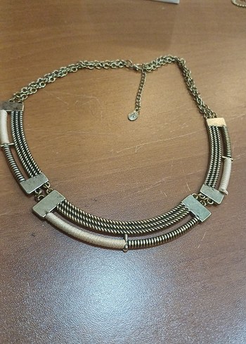 Bohem Zincir Detaylı Uzun Gri Yılan Desenli Kolye - Görsel 2