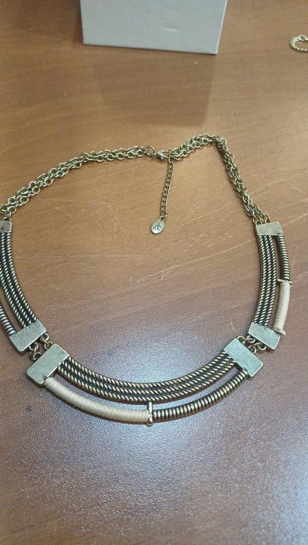 Bohem Zincir Detaylı Uzun Gri Yılan Desenli Kolye - Görsel 4