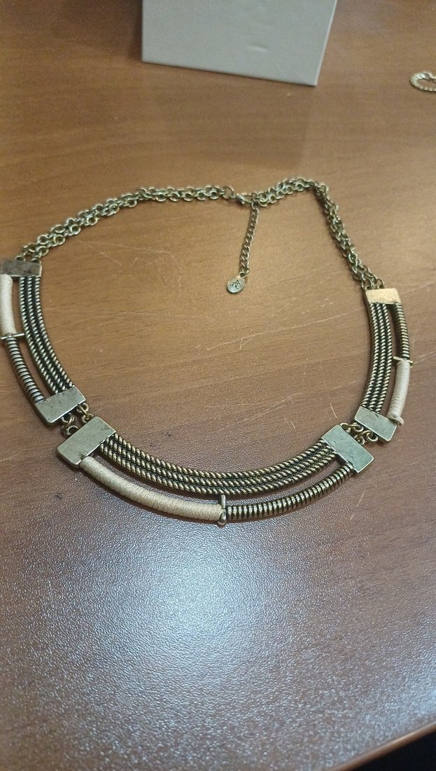 Bohem Zincir Detaylı Uzun Gri Yılan Desenli Kolye - Görsel 2