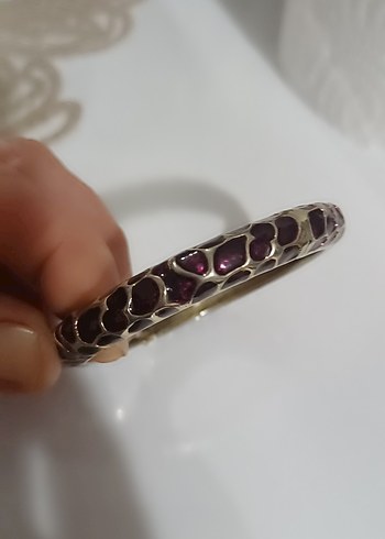 Bordo Yılan Desenli Zincir Detaylı Bileklik - Görsel 5