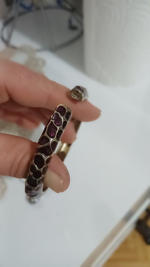 Bordo Yılan Desenli Zincir Detaylı Bileklik - Görsel 3