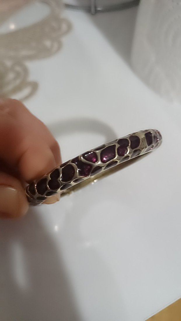 Bordo Yılan Desenli Zincir Detaylı Bileklik - Görsel 5