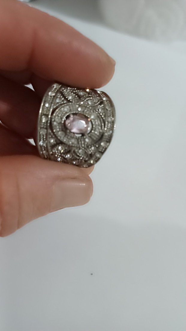 Pembe Taşlı Vintage Kadın Yüzük - Görsel 4