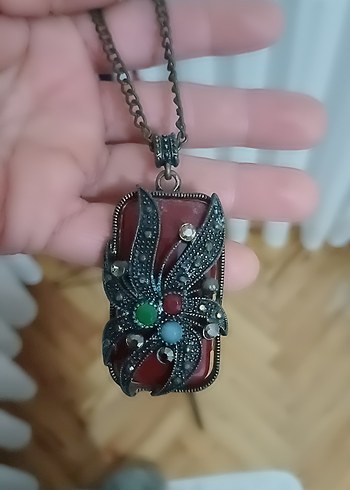 Uzun Zincirli Çok Renkli Bohem Kolye - Görsel 3