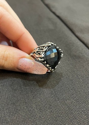 Siyah Gotik kadın Yüzük GÜMÜŞ - Görsel 3