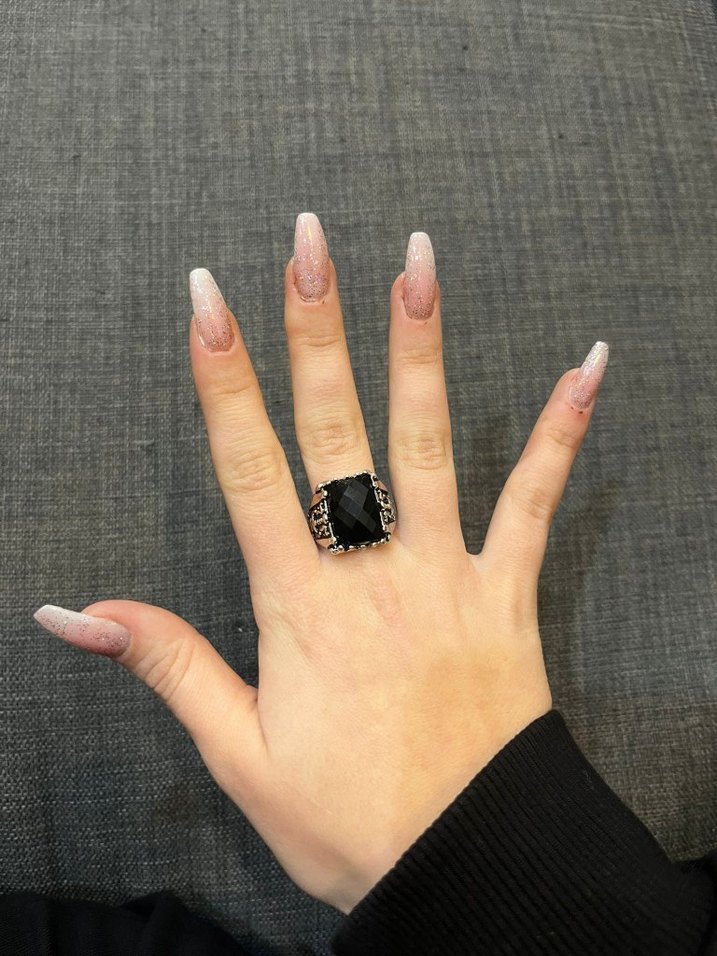 Siyah Gotik kadın Yüzük GÜMÜŞ - Görsel 2