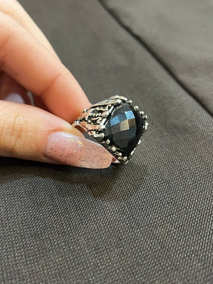 Siyah Gotik kadın Yüzük GÜMÜŞ - Görsel 3
