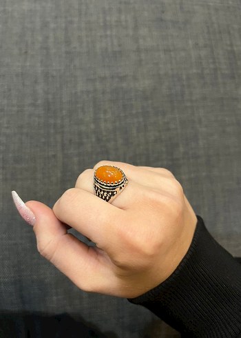 Turuncu Vintage Kadin Bohem Yüzük GÜMÜŞ - Görsel 3