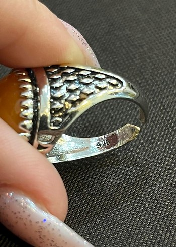 Turuncu Vintage Kadin Bohem Yüzük GÜMÜŞ - Görsel 8