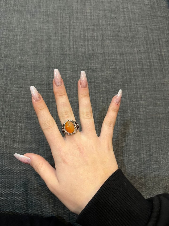 Turuncu Vintage Kadin Bohem Yüzük GÜMÜŞ - Görsel 2