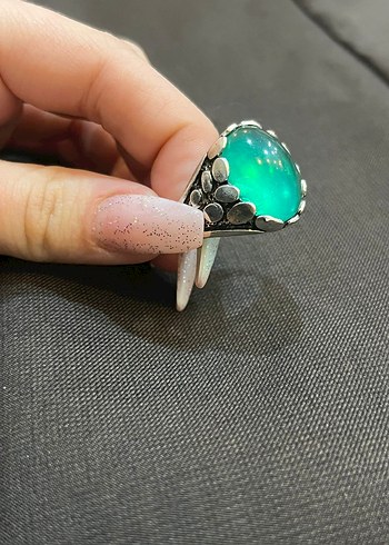 Kadin Vintage Bohem Turkuaz Yüzük - Görsel 4