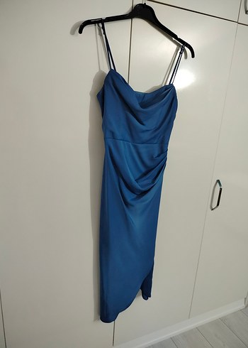 Mavi Drapeli Uzun Abiye Elbise - Görsel 2