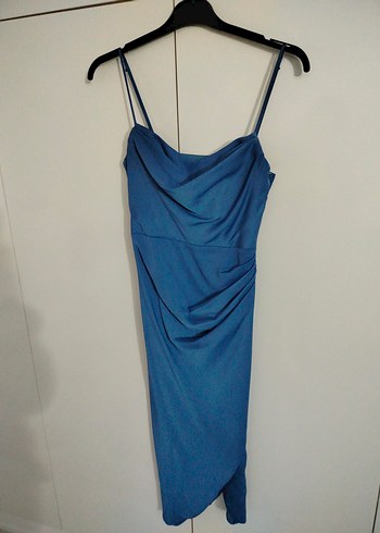 Mavi Drapeli Uzun Abiye Elbise - Görsel 4